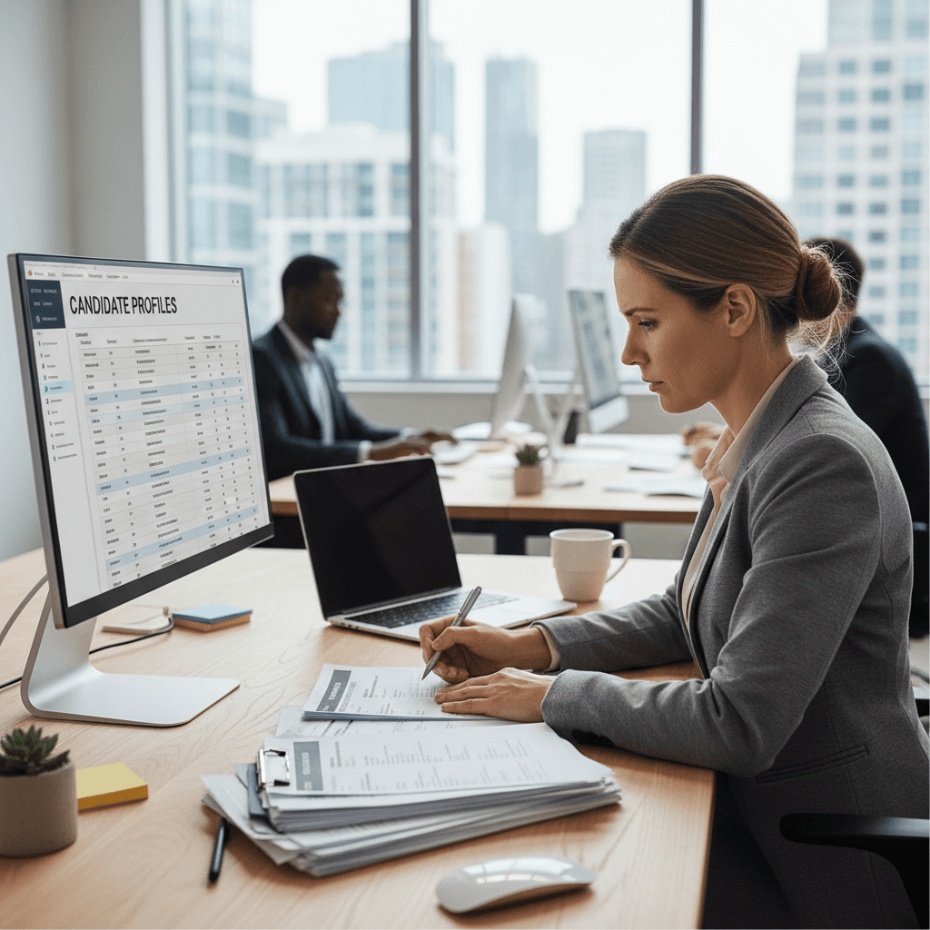 Recruiter reviewing job applications