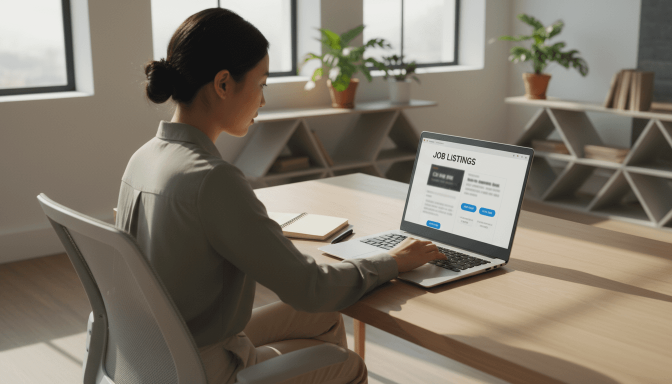 Job seeker browsing employment opportunities online